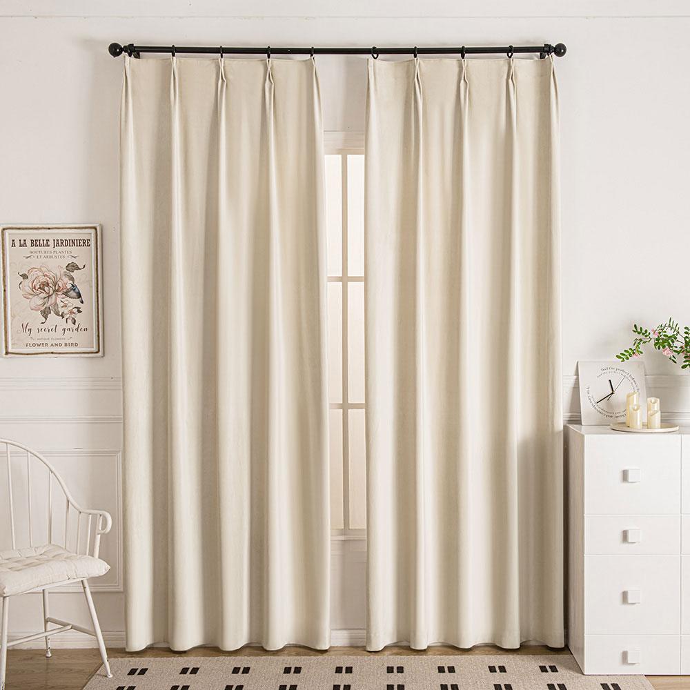 Almond White-6 Doux Velvet Elegance Room Darkening Custom Curtains