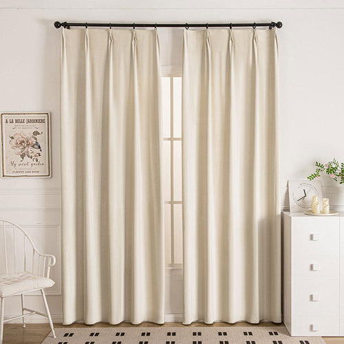 Doux Velvet Elegance Room Darkening Pleat Custom Curtains Doux Almond White-6