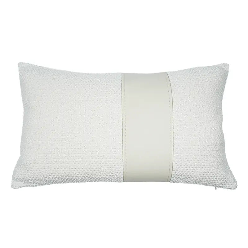 Anya Luxe White & Leather Lumbar Pillowcace