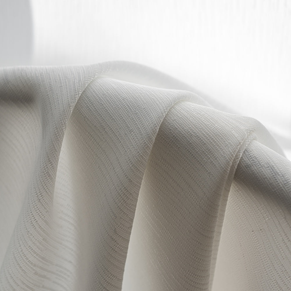 Arbor Textured Organic Wood-Grain Tailored Pleat White Sheer Curtains