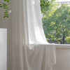 Arbor Textured Organic Wood-Grain Tailored Pleat White Sheer Curtains