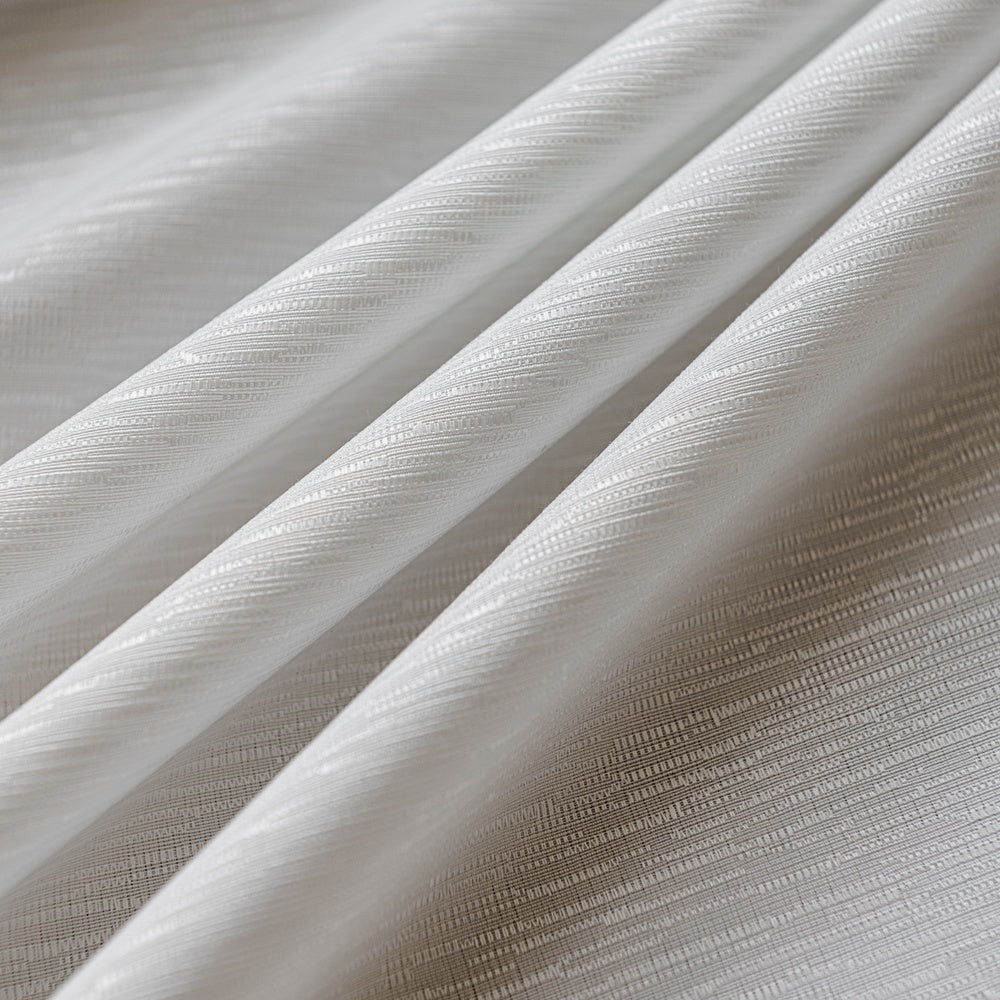 Arbor Textured Organic Wood-Grain Tailored Pleat White Sheer Curtains