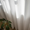 Arbor Textured Organic Wood-Grain Tailored Pleat White Sheer Curtains
