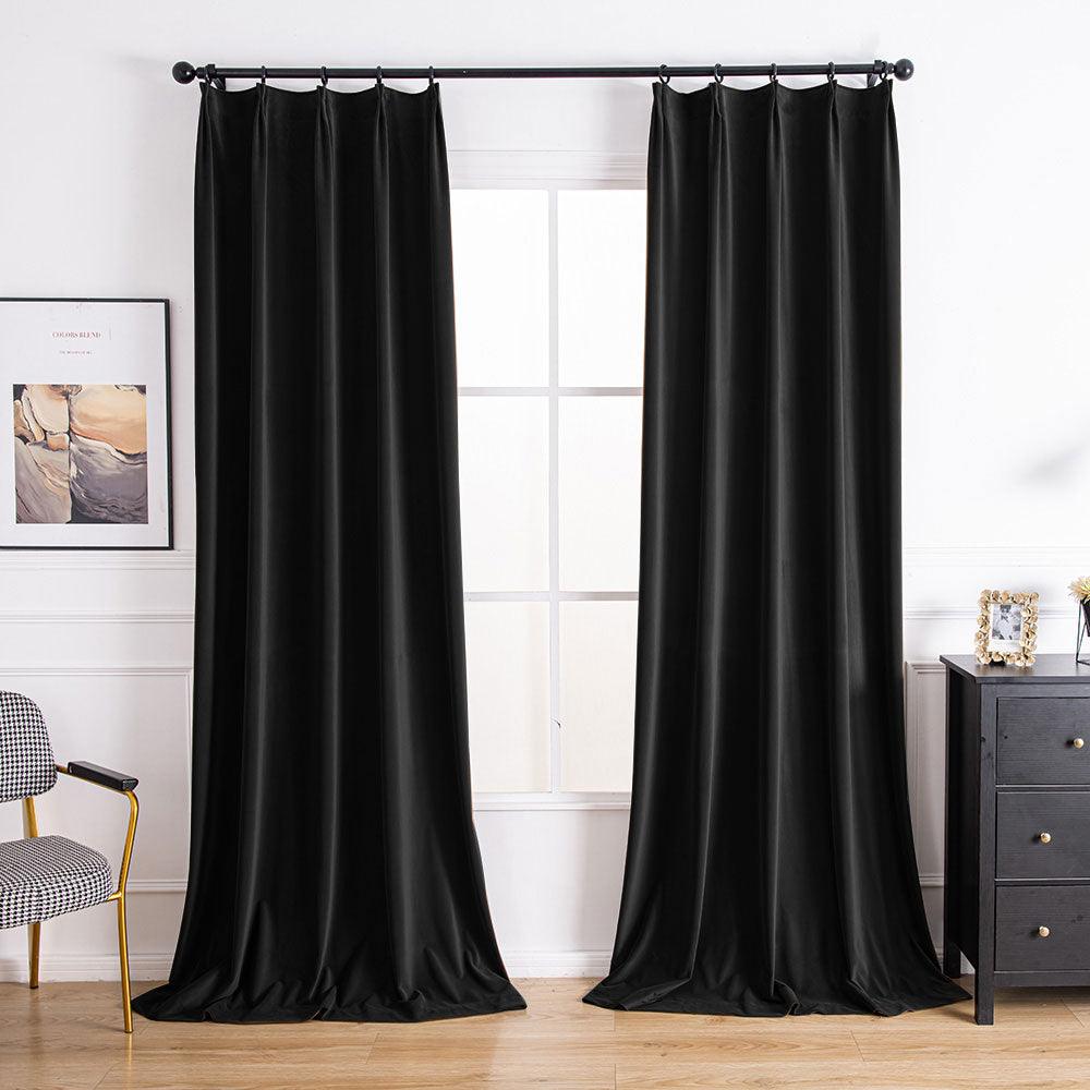 Black-49 Aushme Luxurious Velvet Room Darkening Custom Drapes