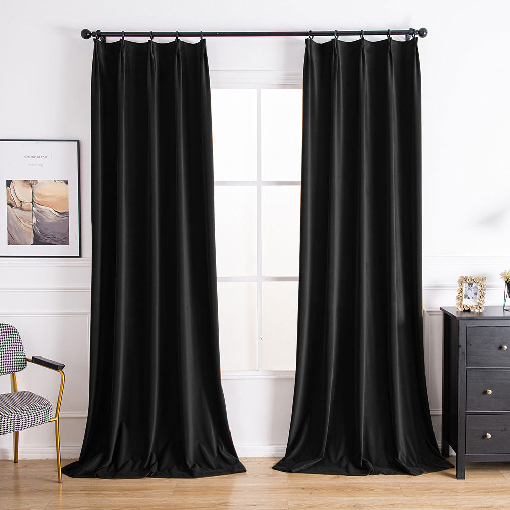 Black Aushme Luxurious Velvet Bathroom Custom Curtains