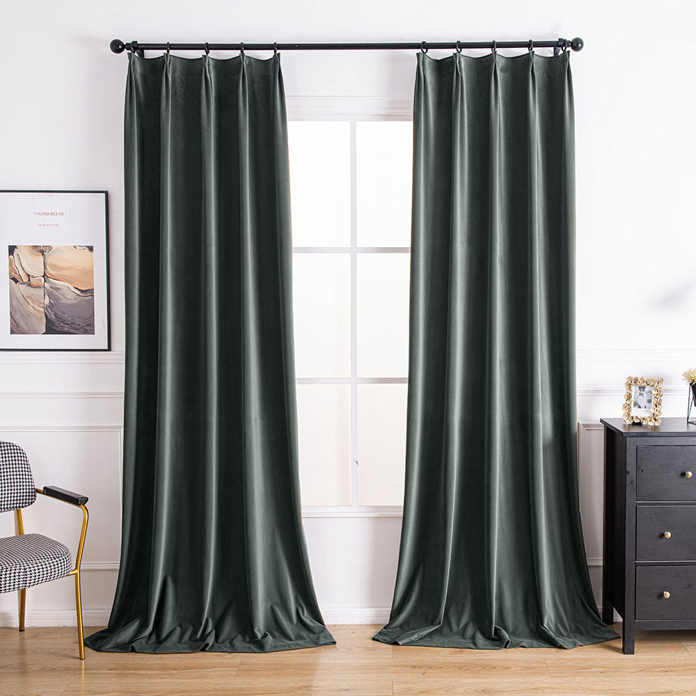 Medium Gray Aushme Luxurious Velvet Bathroom Custom Curtains