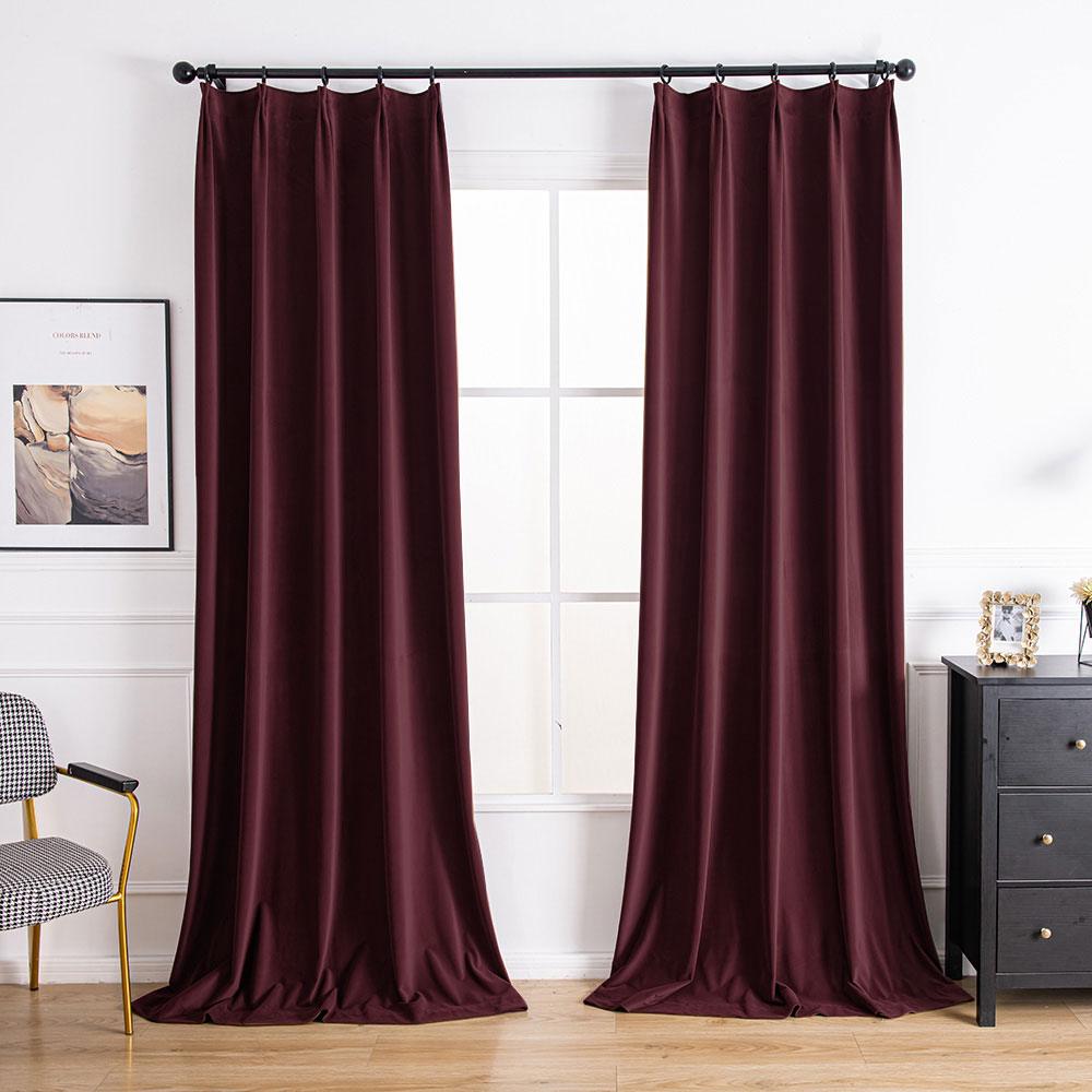 Wine Red-17 Aushme Luxurious Velvet Room Darkening Custom Drapes