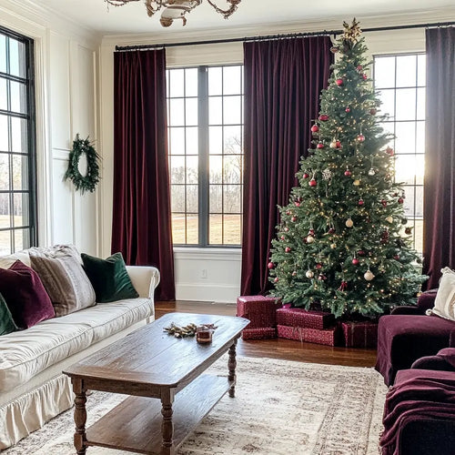 Red Velvet Drapes | Aushme Pinch Pleat Luxury Velvet Custom Curtains