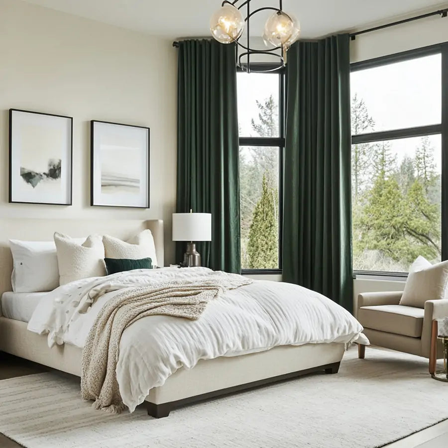 Aushme dark green velvet curtains
