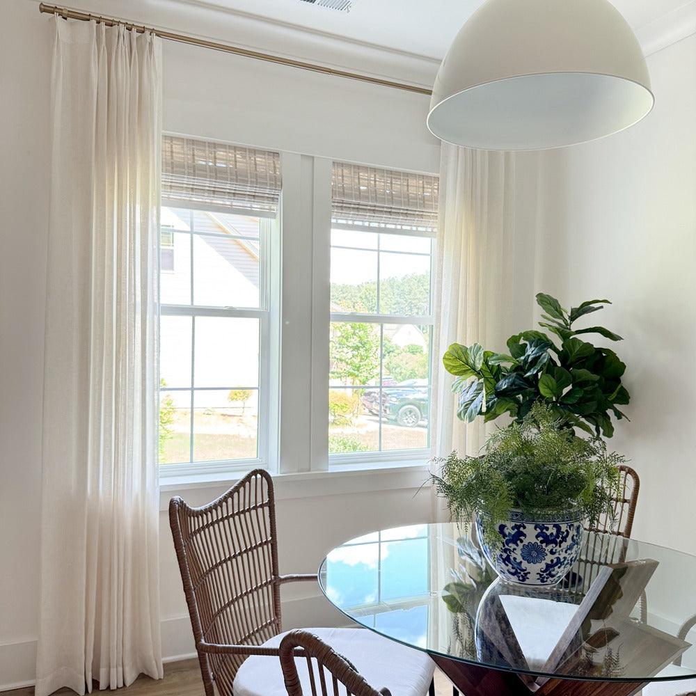 Ivory White Breezy Meadow Beige Linen Sheer Custom Curtains For Living Room