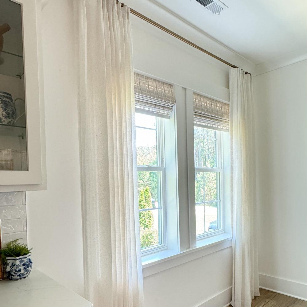 Ivory White Breezy Meadow Beige Linen Sheer Custom Curtains For Living Room