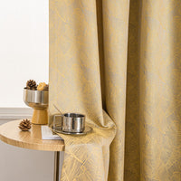 Calista Refined Leaf Patterns Cotton Curtains Pleated