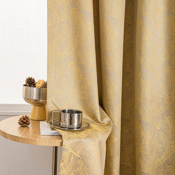 Calista Refined Leaf Patterns Cotton Curtains Pleated