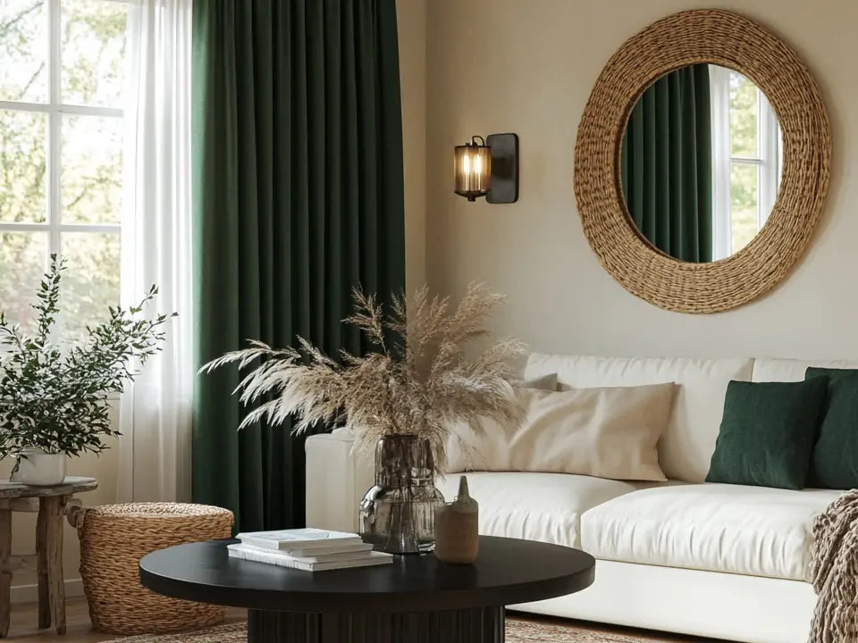 Dark green velvet custom curtains