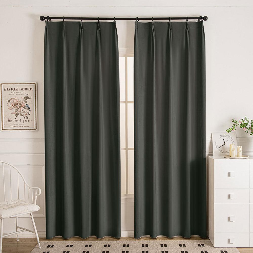 Dark Gray-69 Doux Velvet Elegance Room Darkening Custom Curtains