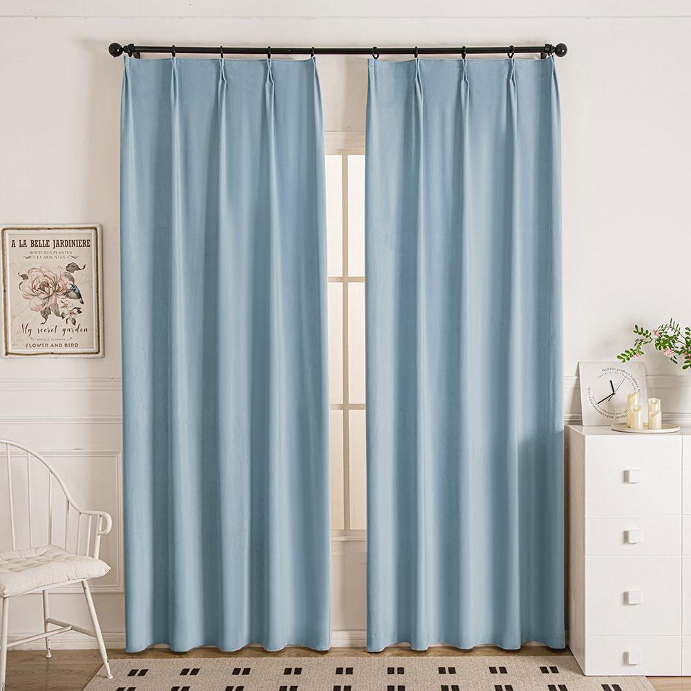 Light Blue-47 Doux Velvet Elegance Room Darkening Custom Curtains