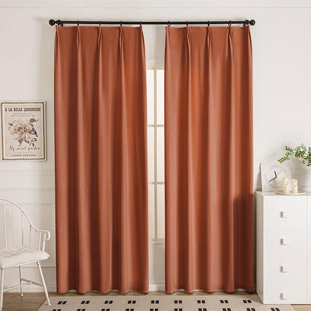 Orange Brown-28 Doux Velvet Elegance Room Darkening Custom Curtains