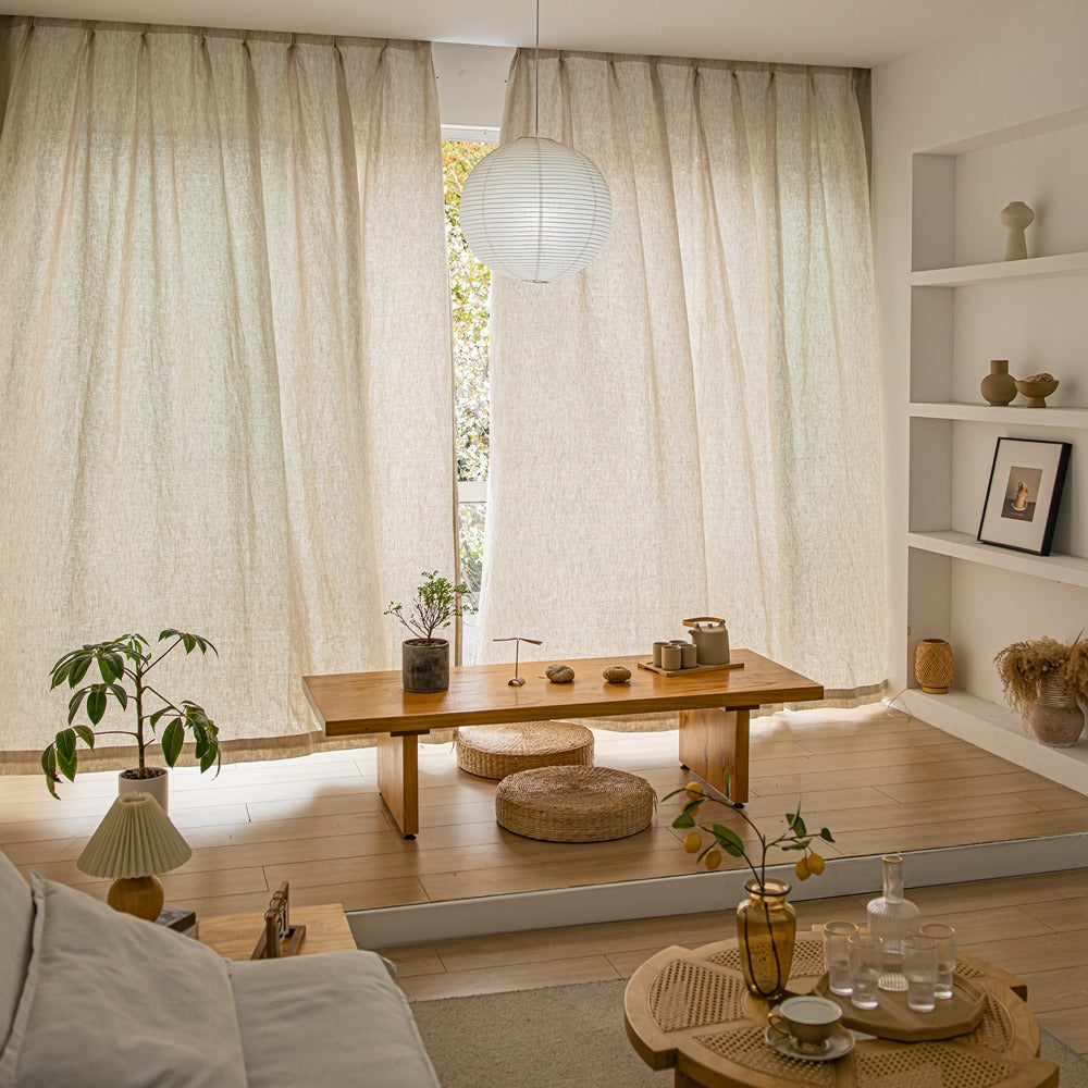 Linen color Everly 100% Natural Linen Custom Curtains Panels