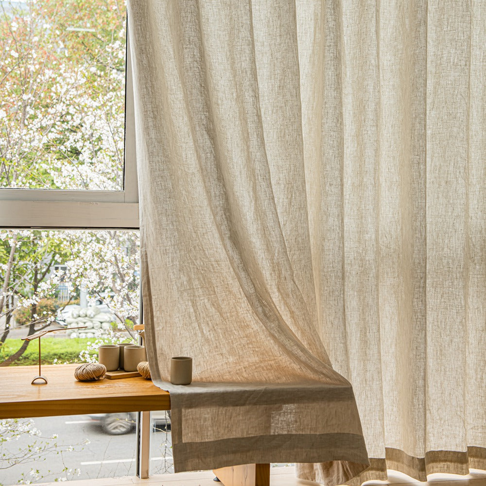 Linen color Everly 100% Natural Linen Custom Curtains Panels