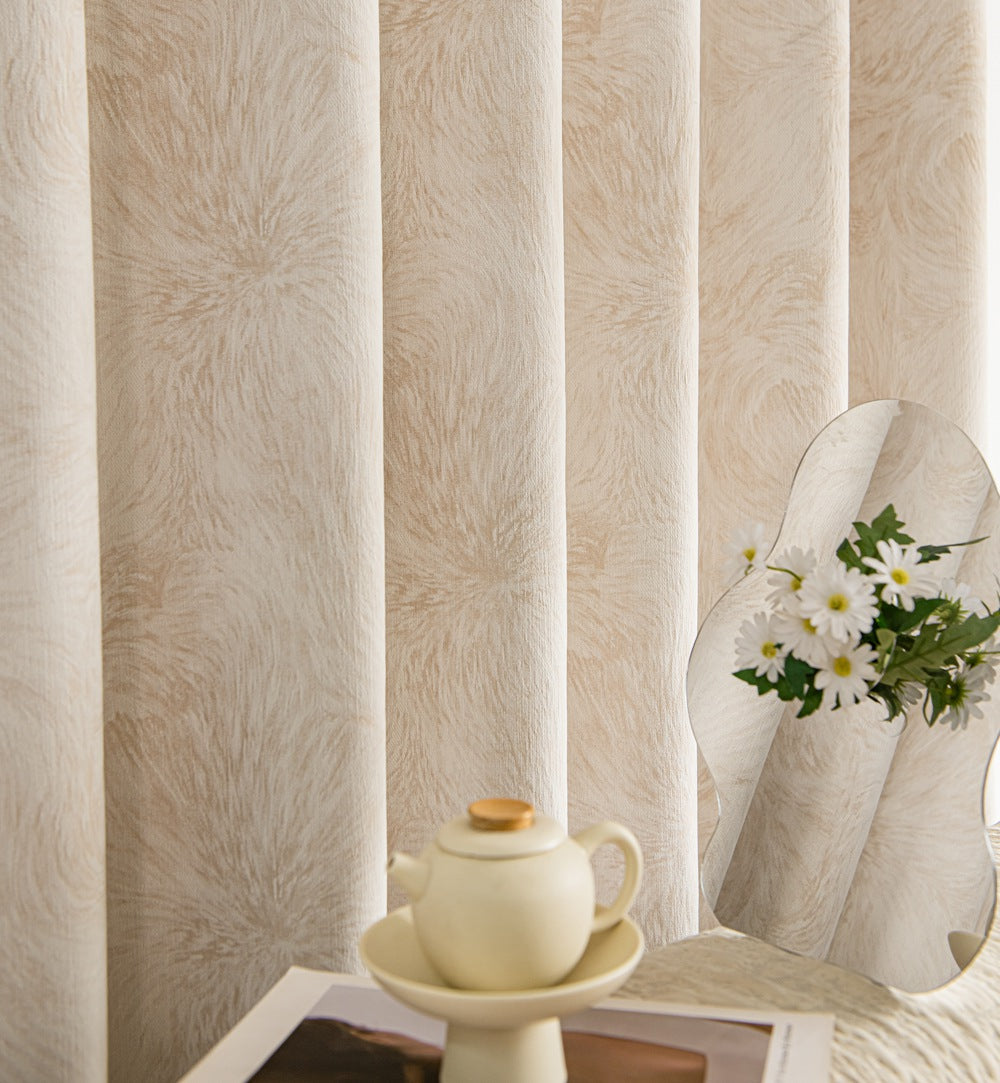 Audrey Fireworks Heavyweight Beige Patterned Grommet Soft Top Custom Curtains Audrey