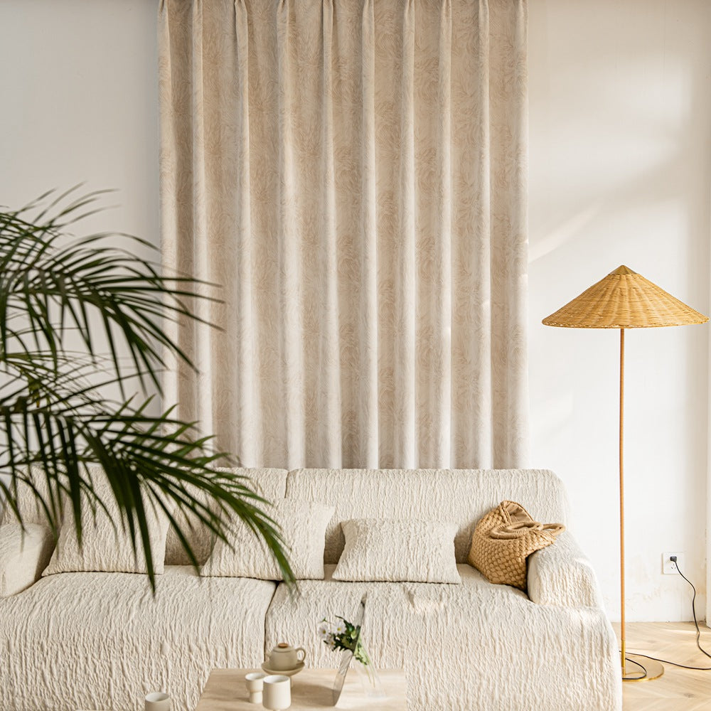 Audrey Fireworks Heavyweight Beige Patterned Grommet Soft Top Custom Curtains Audrey