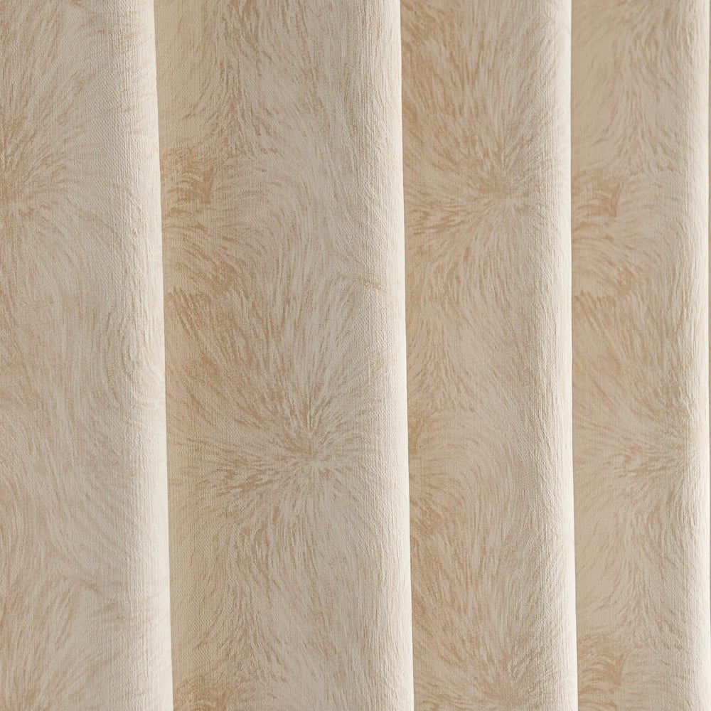 Audrey Fireworks Heavyweight Beige Patterned Grommet Soft Top Custom Curtains Audrey