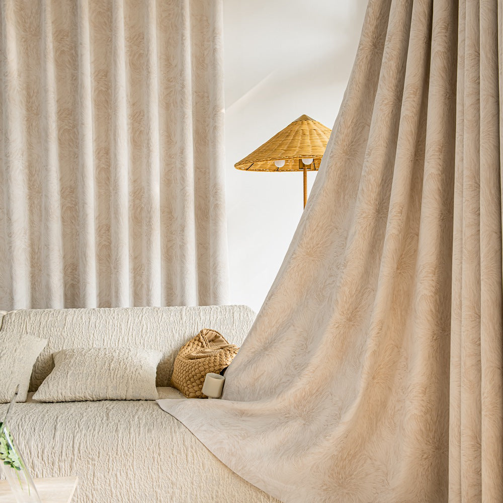 Audrey Fireworks Heavyweight Beige Patterned Grommet Soft Top Custom Curtains Audrey