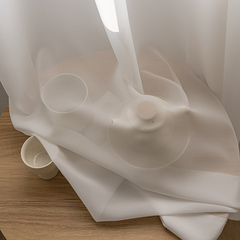 Vent White Light-Filtering Pleat Sheer Curtain