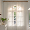 Fina Soft-Touch White Linen Pleat Sheer Curtains with Grid Texture