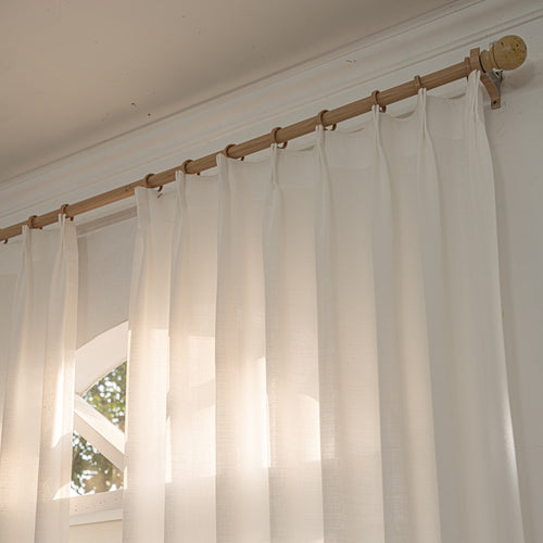 Fina Soft-Touch White Linen Pleat Sheer Curtains with Grid Texture Fina