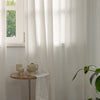 Fina Soft-Touch White Linen Pleat Sheer Curtains with Grid Texture