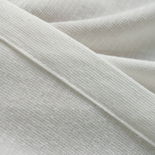 Fina Soft-Touch White Linen Grommet Soft Top Sheer Curtain with Grid Texture Fina