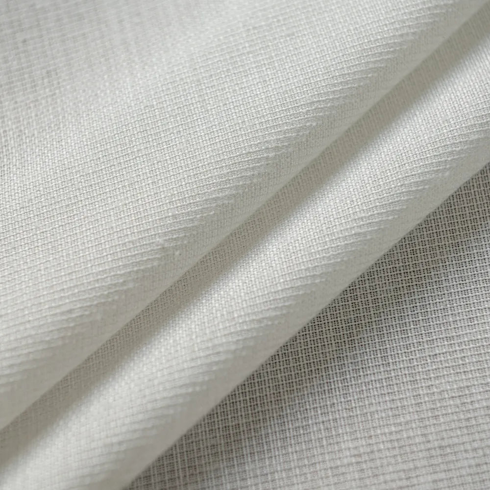 Fina Soft-Touch White Linen Pleat Sheer Curtains with Grid Texture Fina