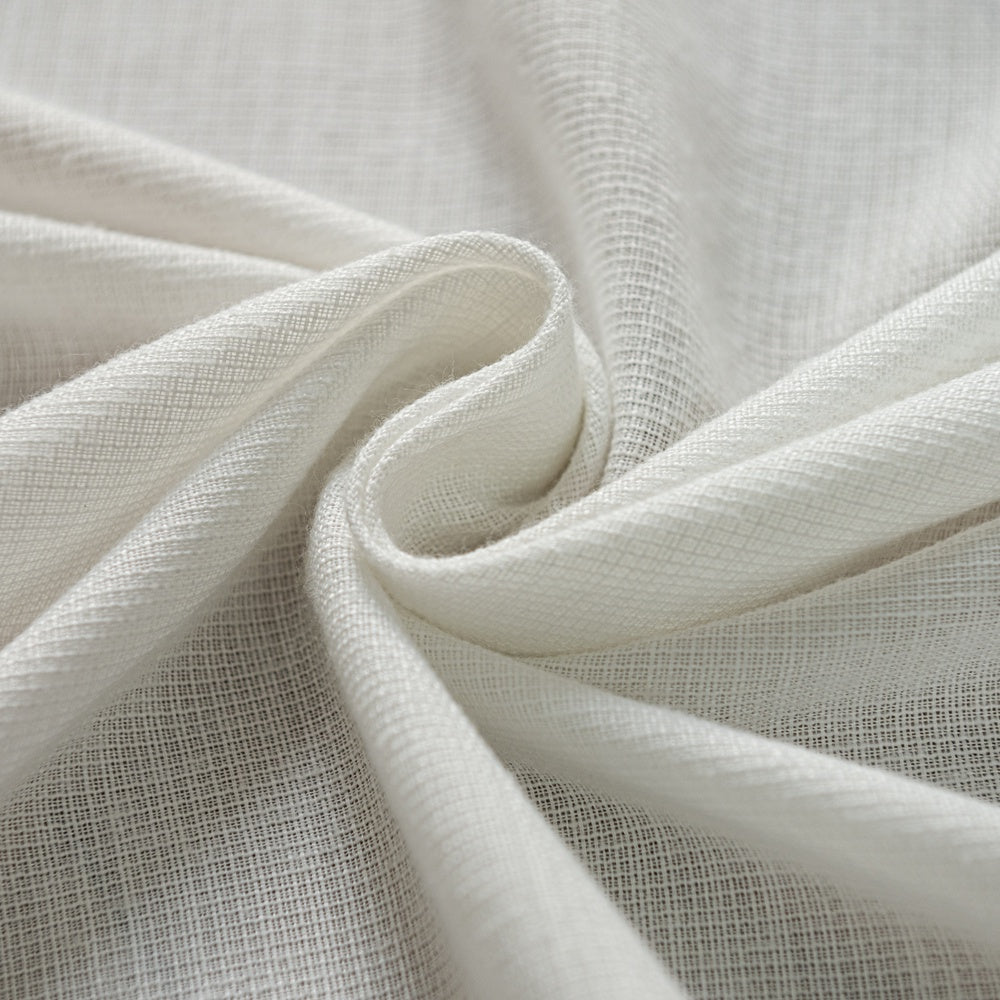 Fina Soft-Touch White Linen Pleat Sheer Curtains with Grid Texture