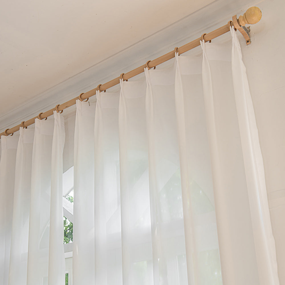 Vesper Vertical Stripe White Sheer Pleat Custom Curtains