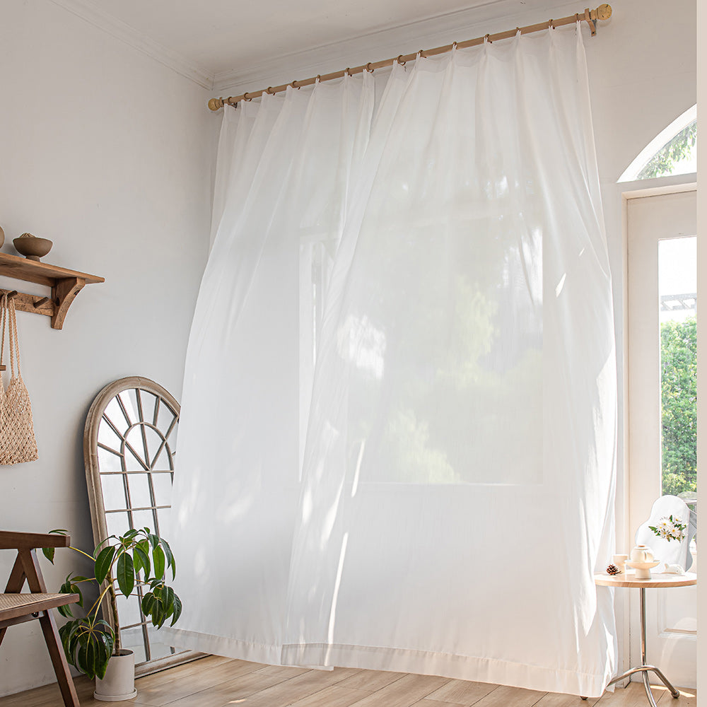 Vesper Vertical Stripe White Sheer Pleat Custom Curtains