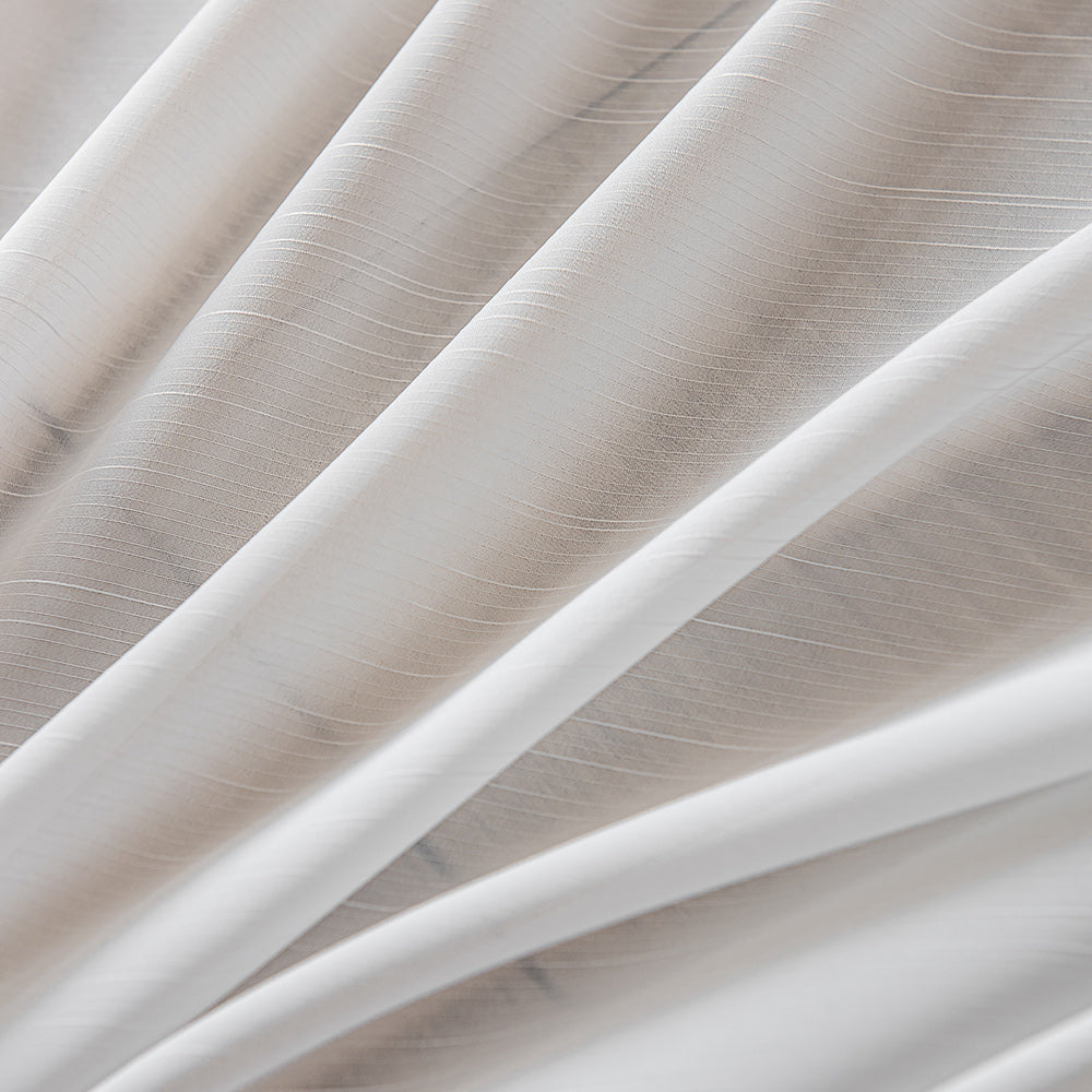 Vesper Vertical Stripe White Sheer Pleat Custom Curtains