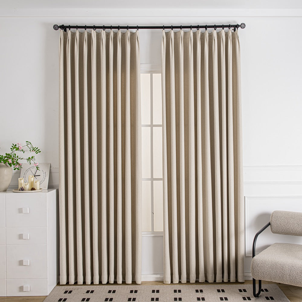 Tuscany Woven Faux Linen Pinch Pleat Custom Curtains