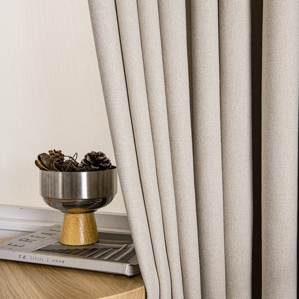 Tuscany Woven Faux Linen Custom Curtains
