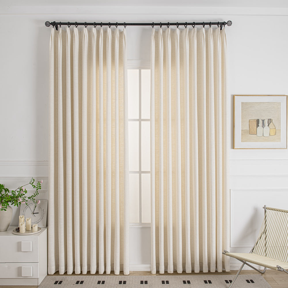 Cozy Heavyweight Linen Woven Pinch Pleat Custom Curtains