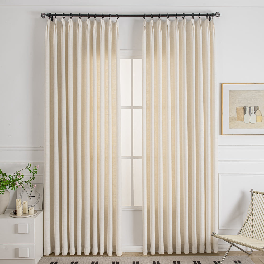 White-1 Cozy Heavyweight Linen Woven Bathroom Custom Curtains