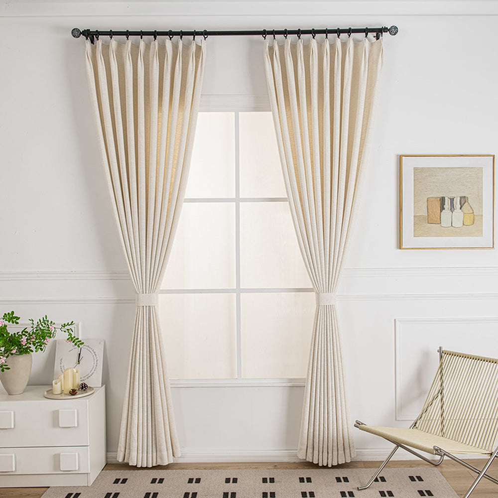 Cozy Heavyweight Linen Woven Bathroom Custom Curtains