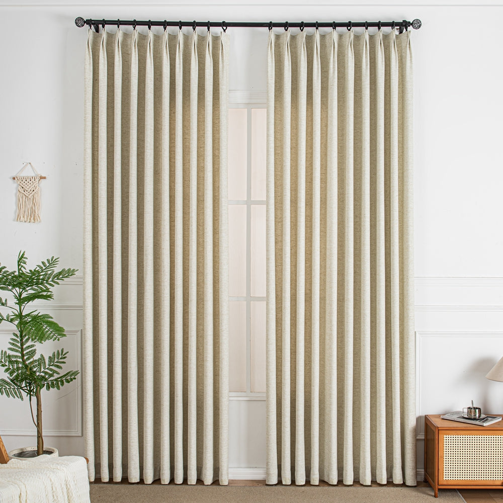 Thalia Textured Linen Pinch Pleat Custom Curtains Thalia