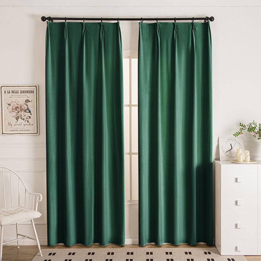 Dark Green-76 Doux Velvet Elegance Room Darkening Custom Curtains