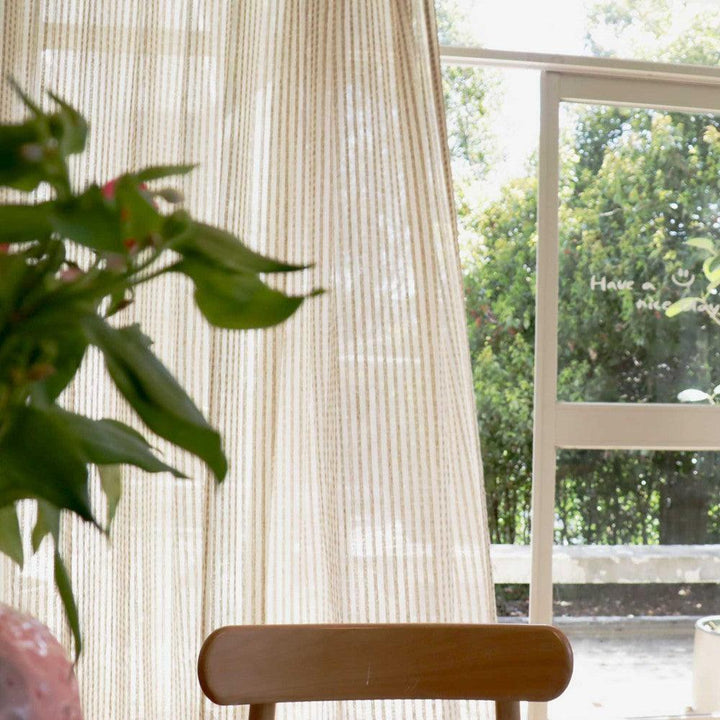 Eco-Lin Grid Harmony Linen Curtains - ixacurtains