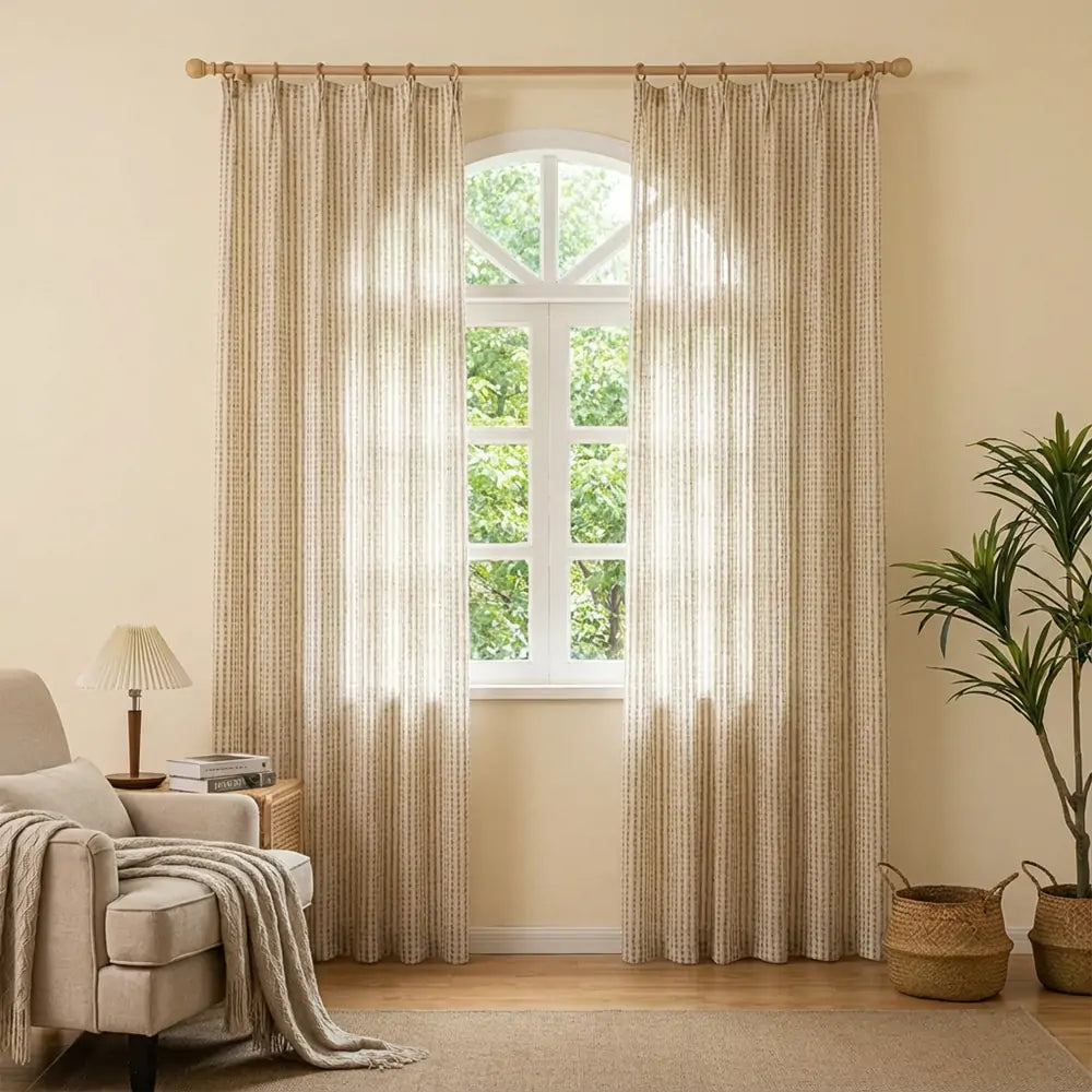 Eco-Lin Grid Harmony Linen Custom Pleat Curtains1