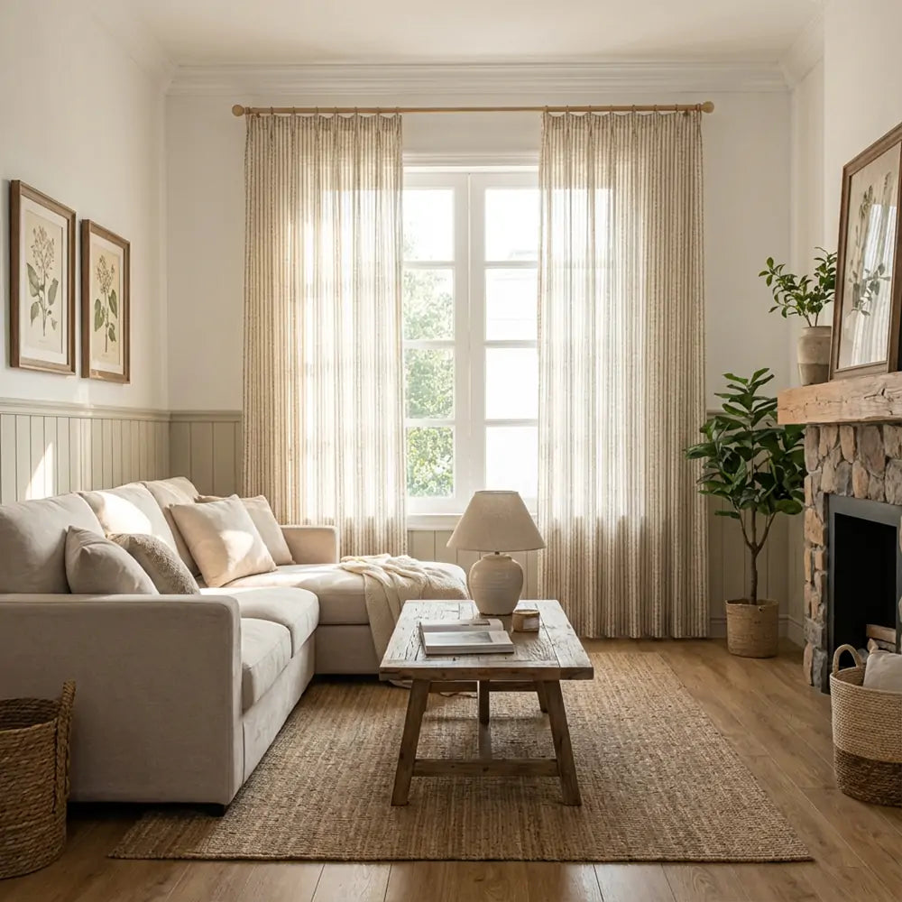 Eco-Lin Grid Harmony Linen Custom Pleat Curtains