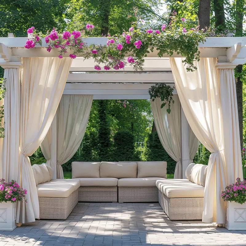 Elise Heavyweight Textured Faux Linen Outdoor Pleat Custom Curtains Elise