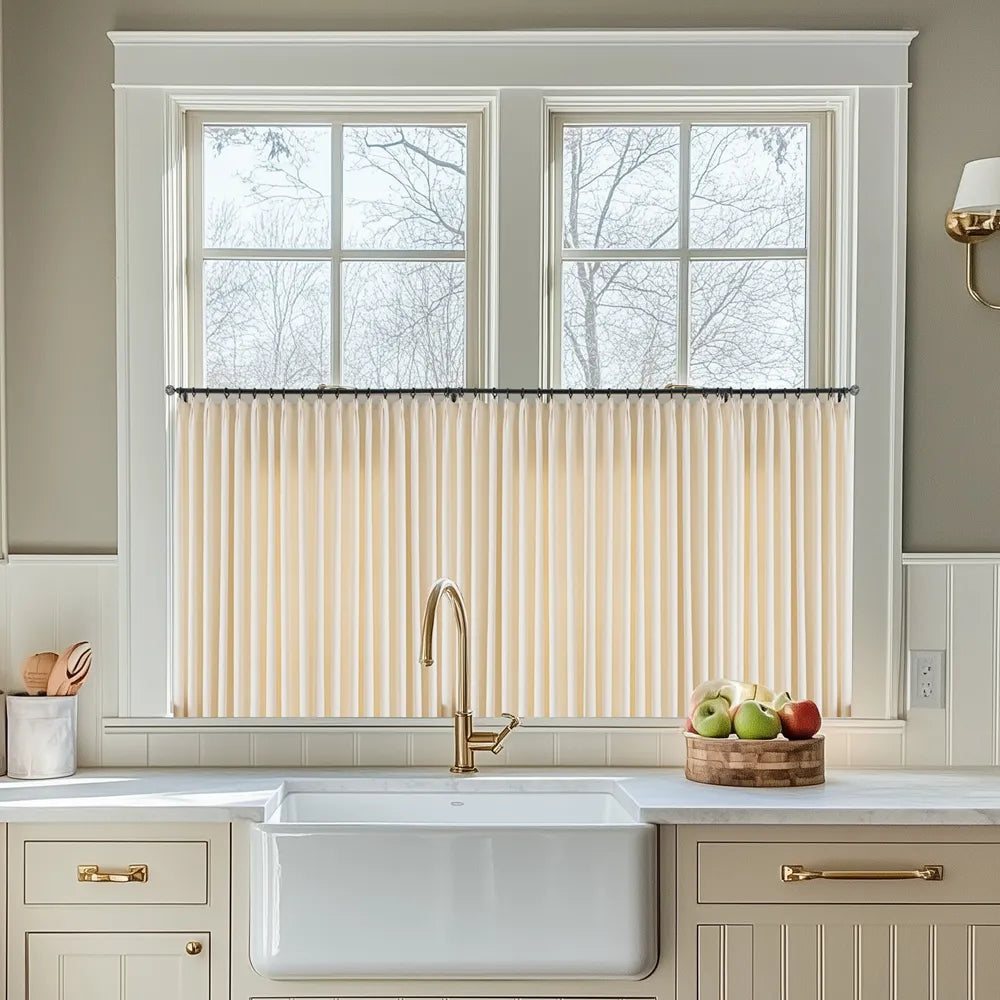 Waffle Chenille Blended Woven Custom Cafe Curtains Waffle