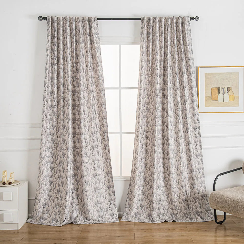 Fern Jacquard Patterns Pleat Cotton Blend Custom Curtains Fern
